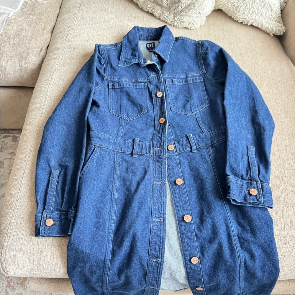 GAP Women's Dark Blue Denim Jacket with Copper Buttons
